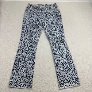 Vineyard Vines Corduroy Pants‎ Women's 27 Blue Cheetah Print Raw Hem Stretch